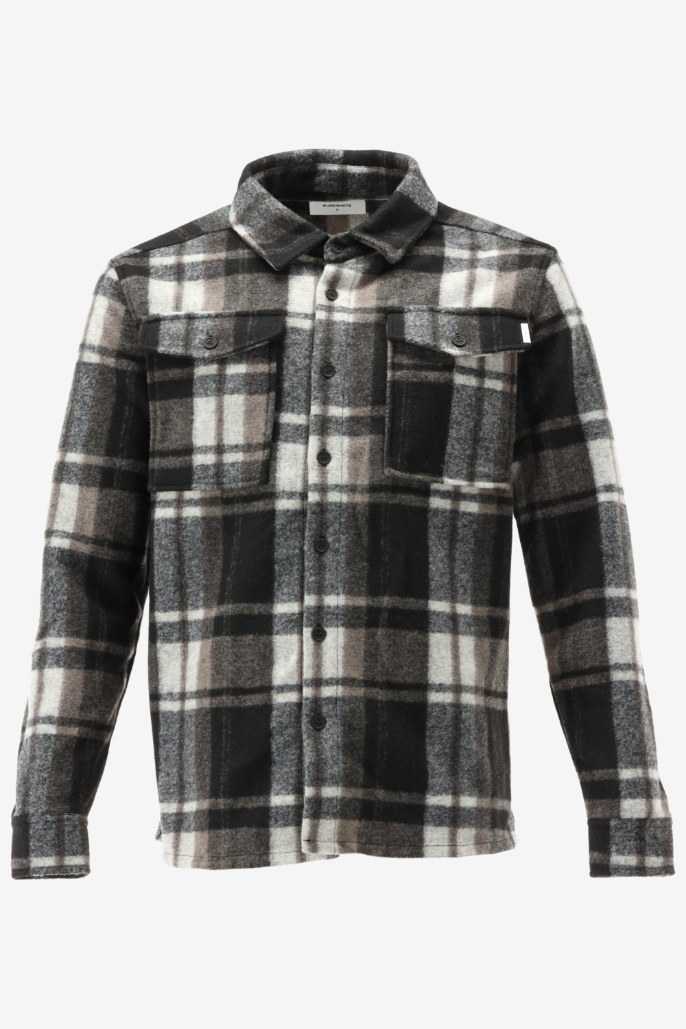 Purewhite -  Heren Regular Fit   Overhemd  - Zwart - Maat S