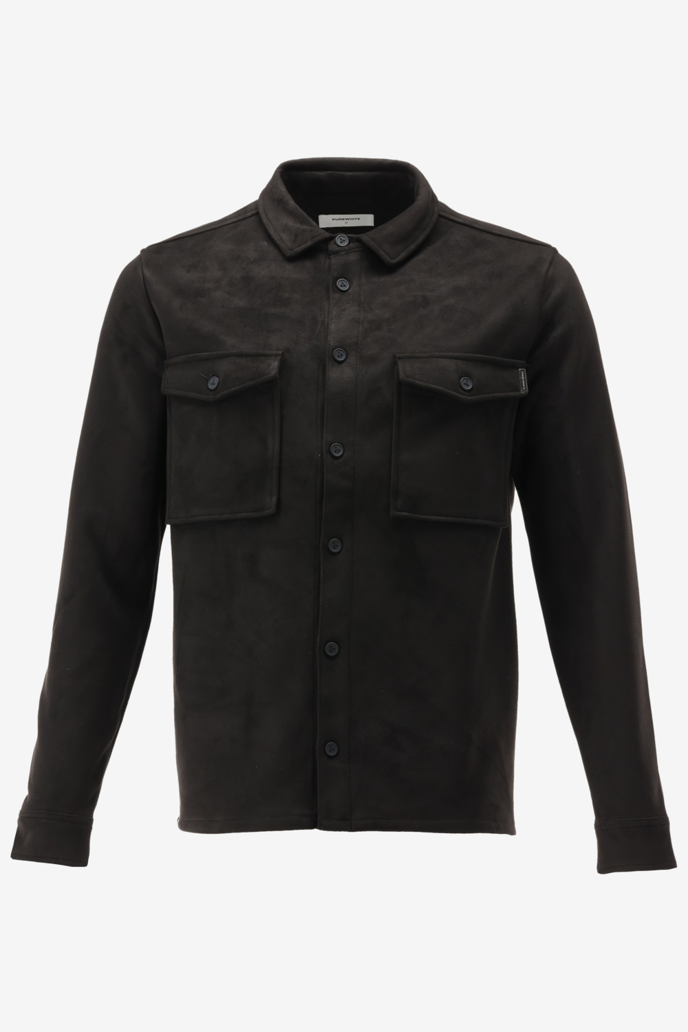 Purewhite -  Heren Regular Fit   Overhemd  - Zwart - Maat M