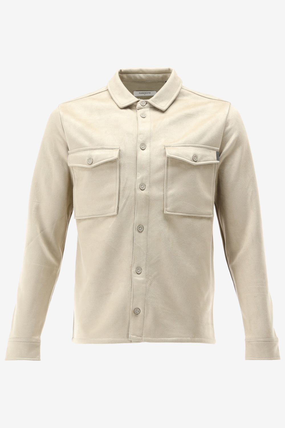 Purewhite -  Heren Regular Fit   Overhemd  - Bruin - Maat L