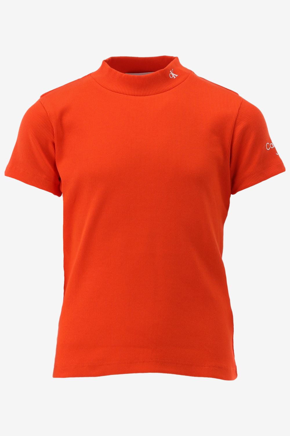 Calvin Klein Mock Neck Rib Top Tops & T-shirts Meisjes - Shirt - Rood - Maat 140