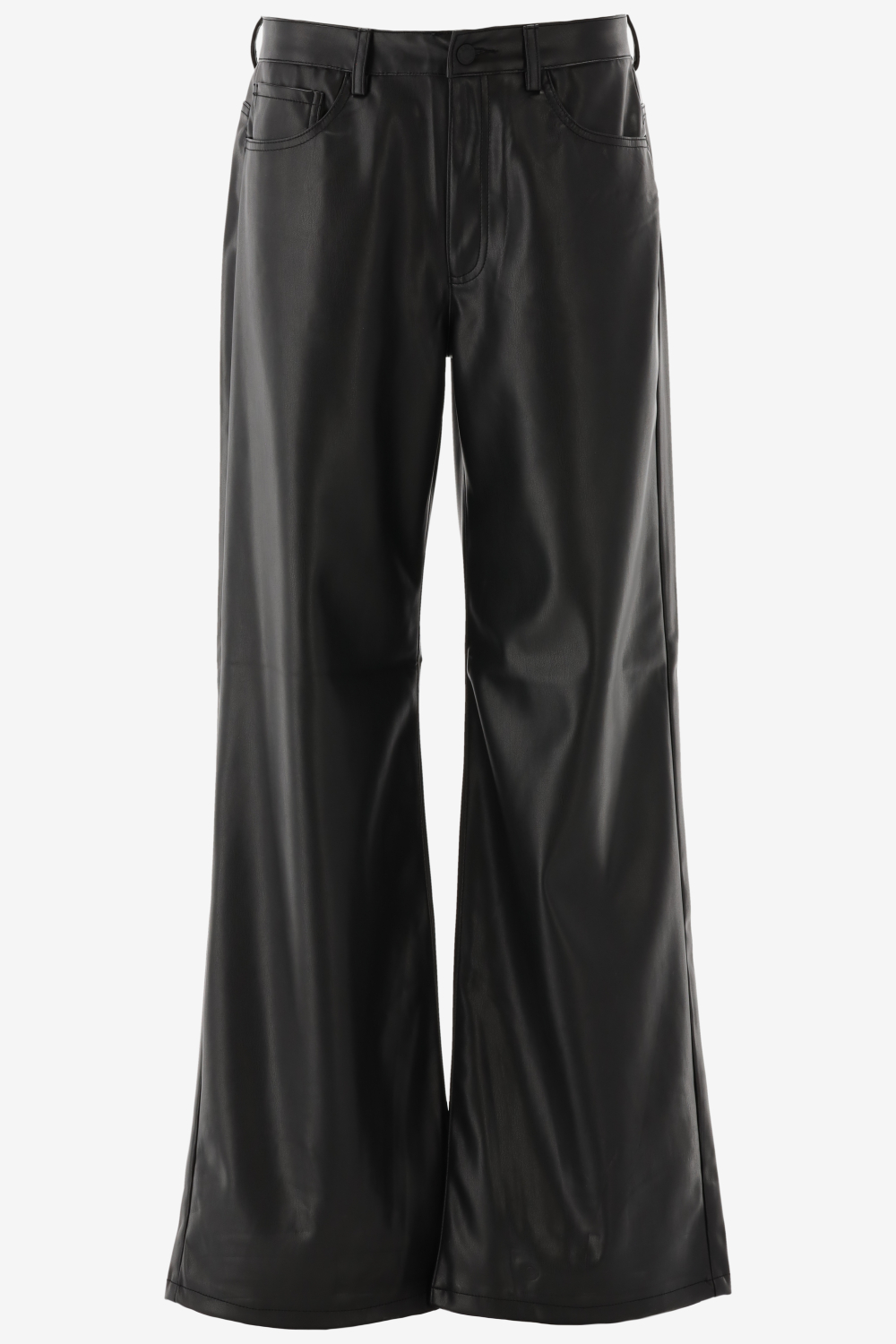 Only ONLMADISON HW WIDE FX LEATH PANT - Blac Black