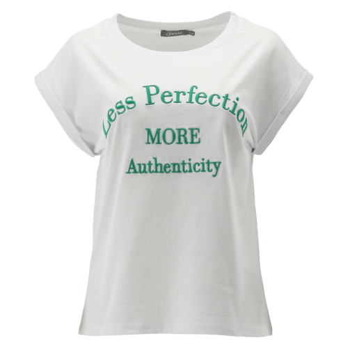 Geisha T-shirt T Shirt Geborduurde Chestprint 32104 41 White/green Dames Maat - M