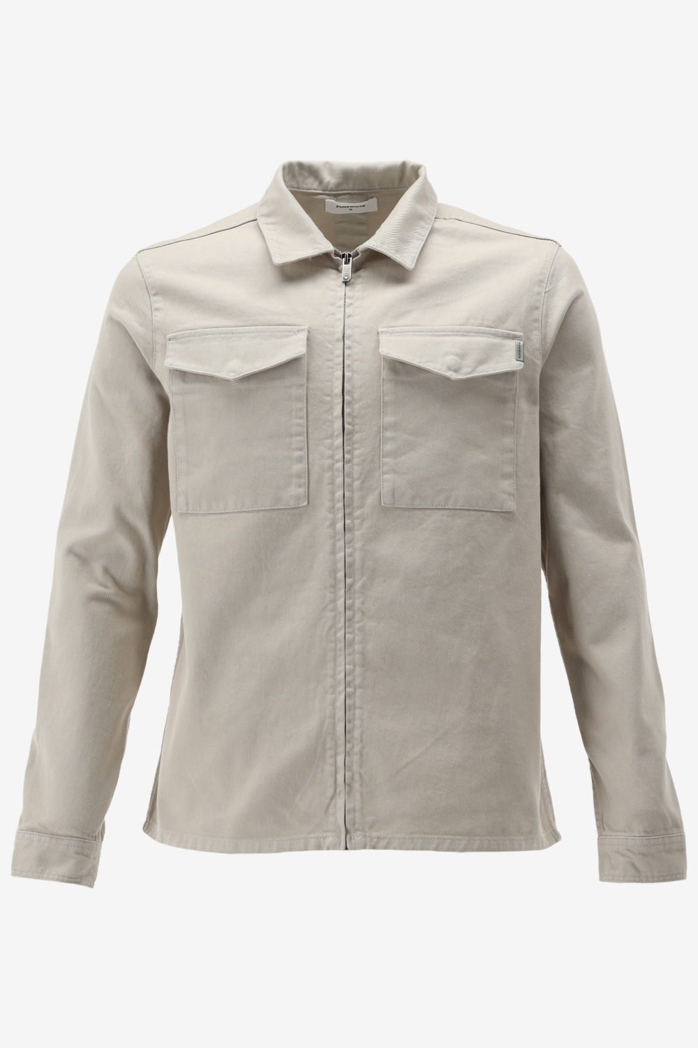 Purewhite - Heren Regular Fit Overhemd - Bruin - Maat XS
