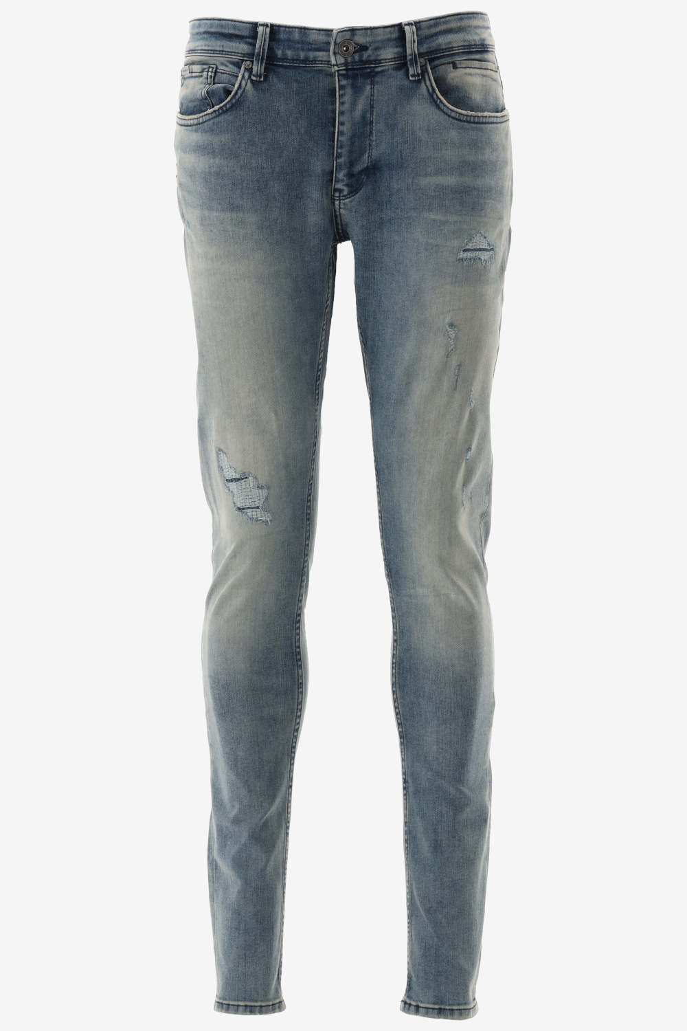 Purewhite - Jone Distressed Skinny Heren Skinny Fit Jeans - Blauw - Maat 30