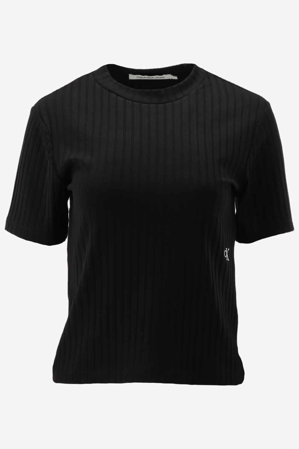Calvin Klein Rib Short Sleeve Tee Tops & T-shirts Dames - Shirt - Zwart - Maat XS