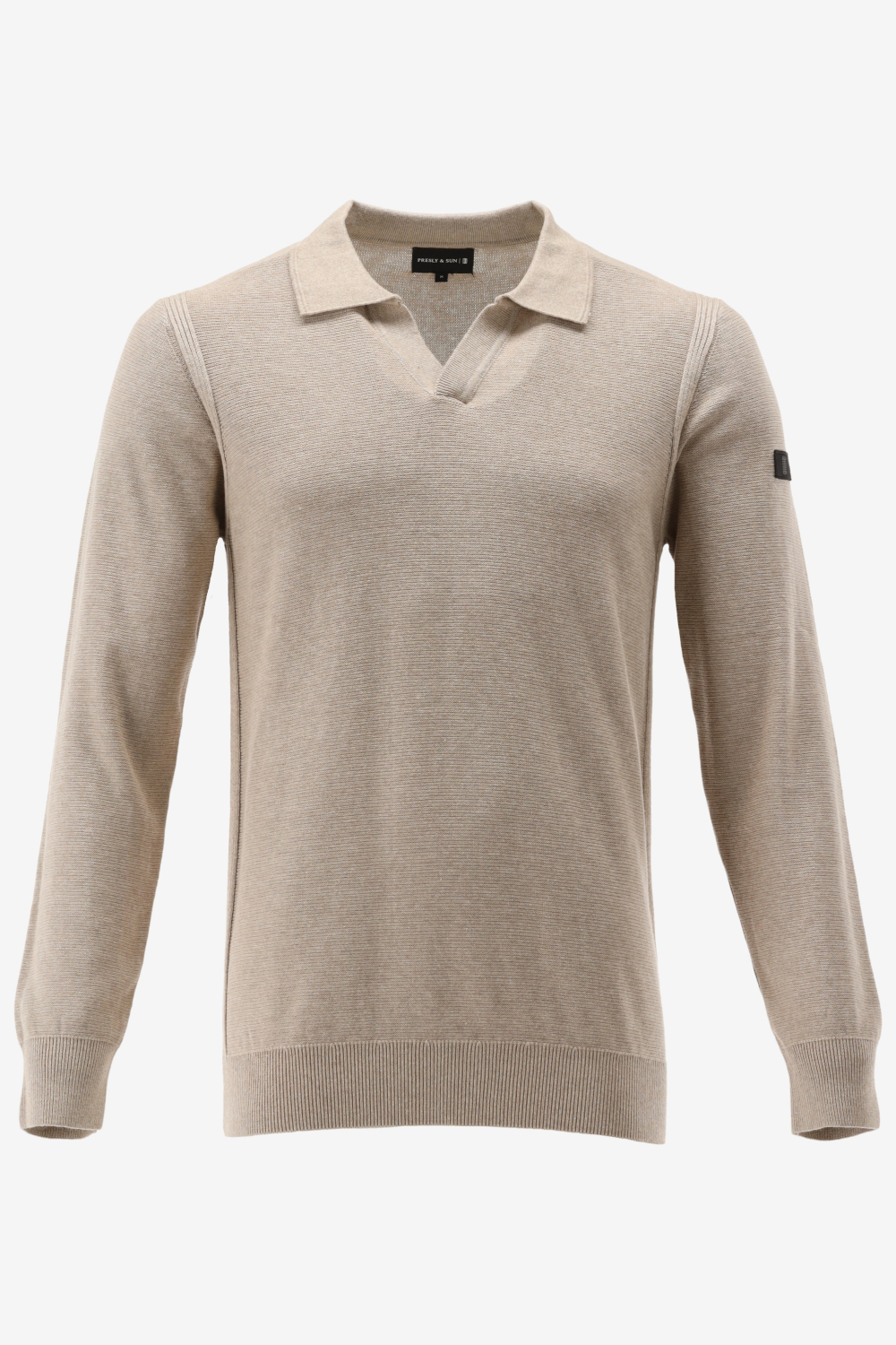 Presly & Sun - Heren open polo ribbed - Charles - Taupe - XXL