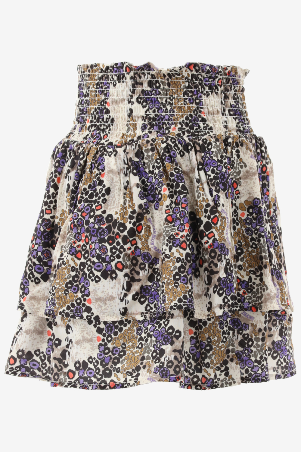 Indian Blue Rok Leopard Ruffle Skirt