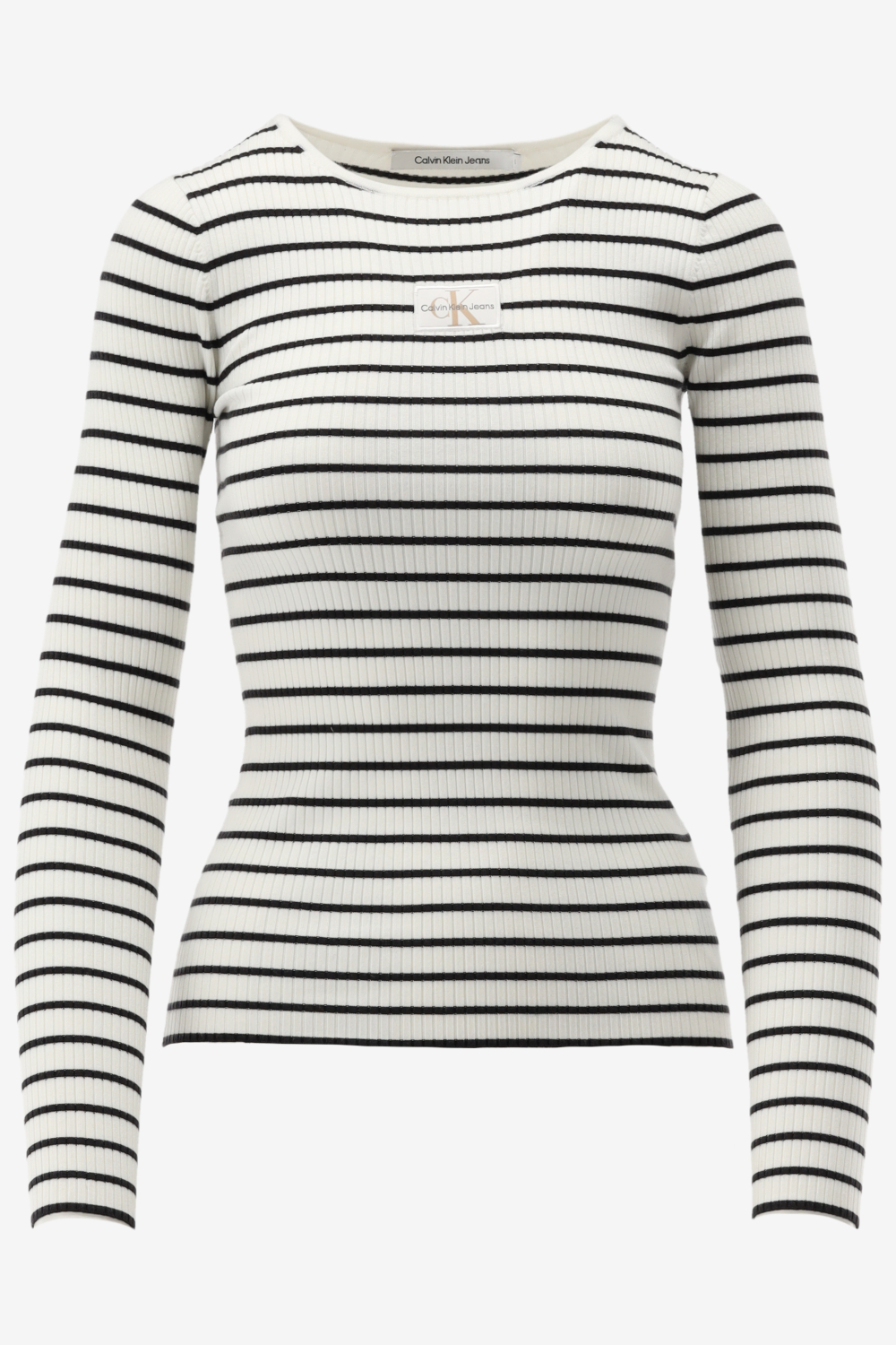 Calvin Klein Trui met ronde hals WOVEN LABEL TIGHT SWEATER