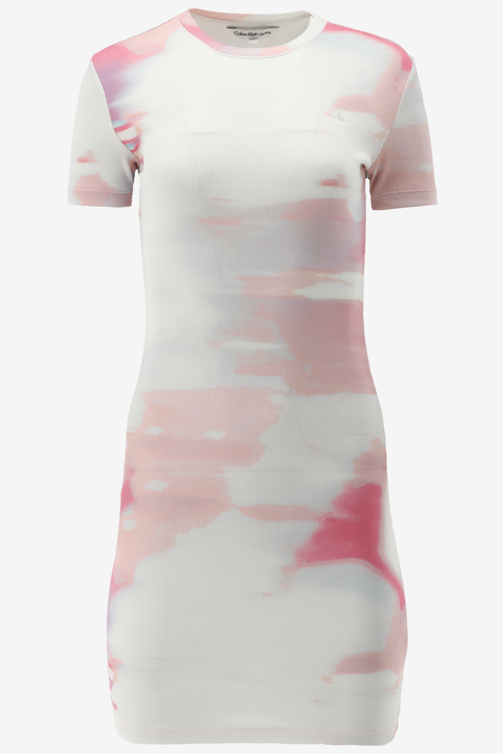 Calvin klein jurk aop rib short sleeve maat S