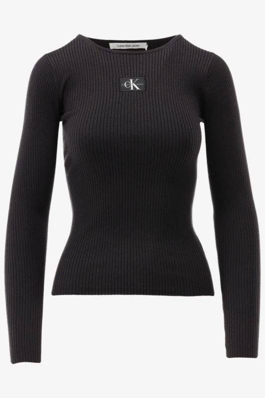Calvin Klein Trui WOVEN LABEL TIGHT SW, BEH - productfoto