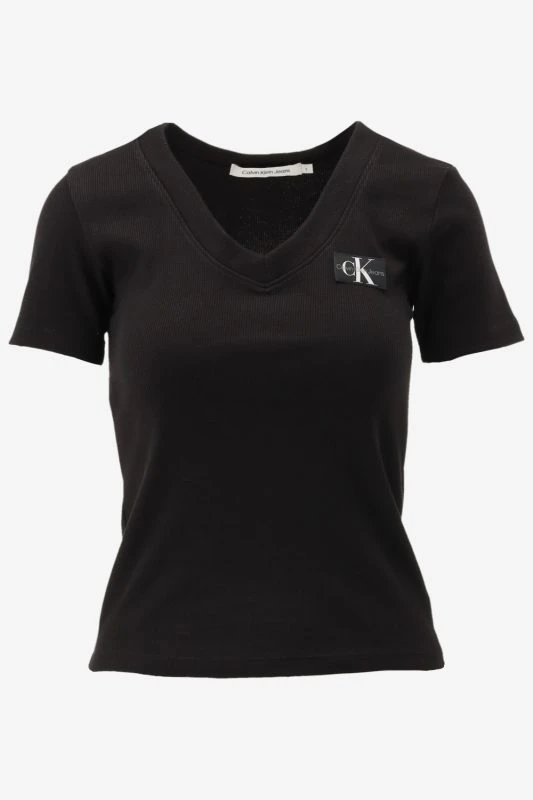 Calvin Klein T-shirt WOVEN LABEL RIB V-NE, BEH - productfoto